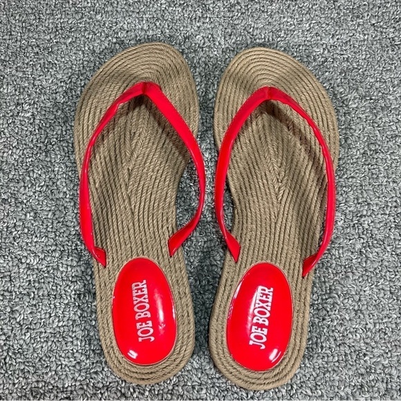 Joe Boxer Sandals Flip Flops Red Womens Size 7/8 New - Picture 2 of 9